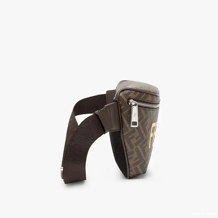 Cheap HOT FF Brown Bag In Fendi Belt Logo ROMA Fabric Motif 0503